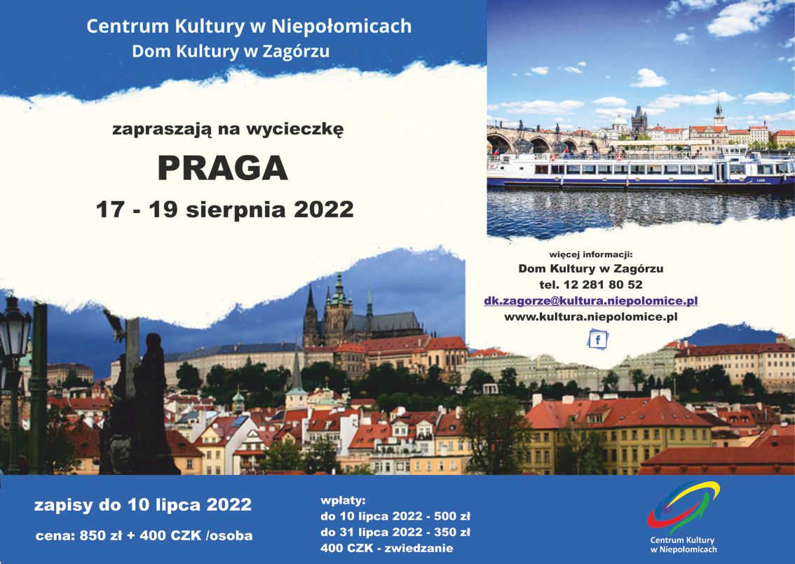 plakat wycieczka do Pragi, krajobrazy miasta